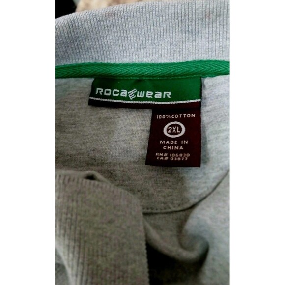Vintage Y2K Rocawear 2XL Gray Green Stripe Polo Shirt Hip Hop Streetwear - Picture 8 of 8